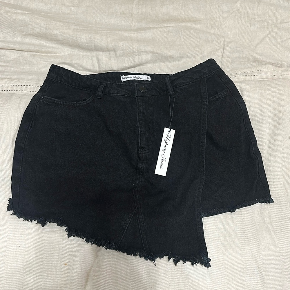 Black denim skort
